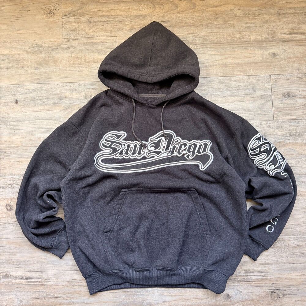 Vintage Y2K San Diego Embroidered Heavyweight Hoodie Oversized Medium